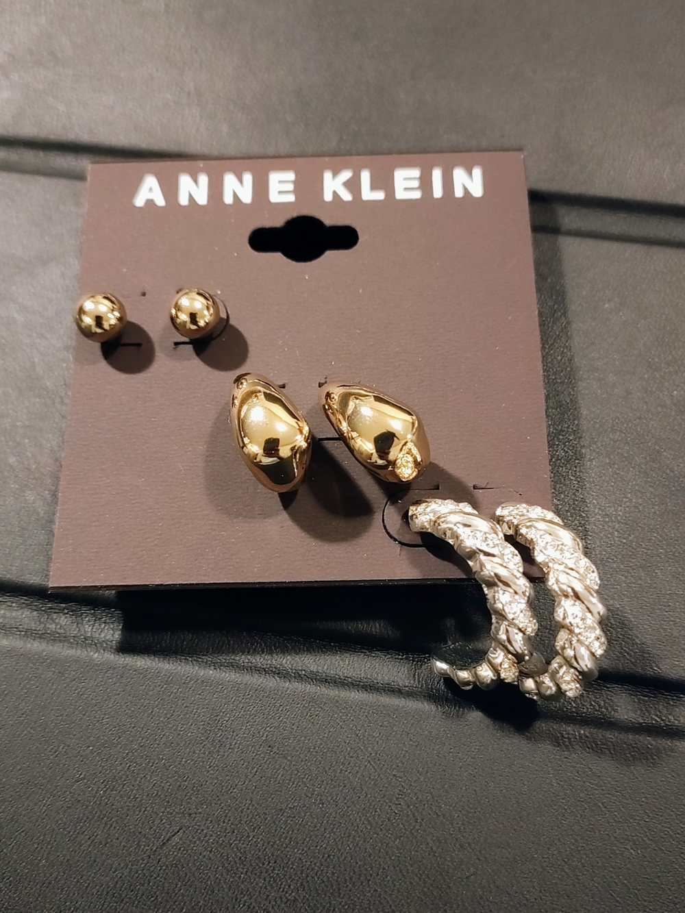 Anne Klein Mixed Gold and Silver Earring Trio